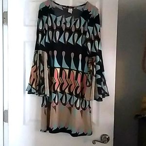 Small Msk black brown orange blue yellow blouse